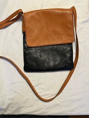 Black & Tan Crossbody Leather Bag